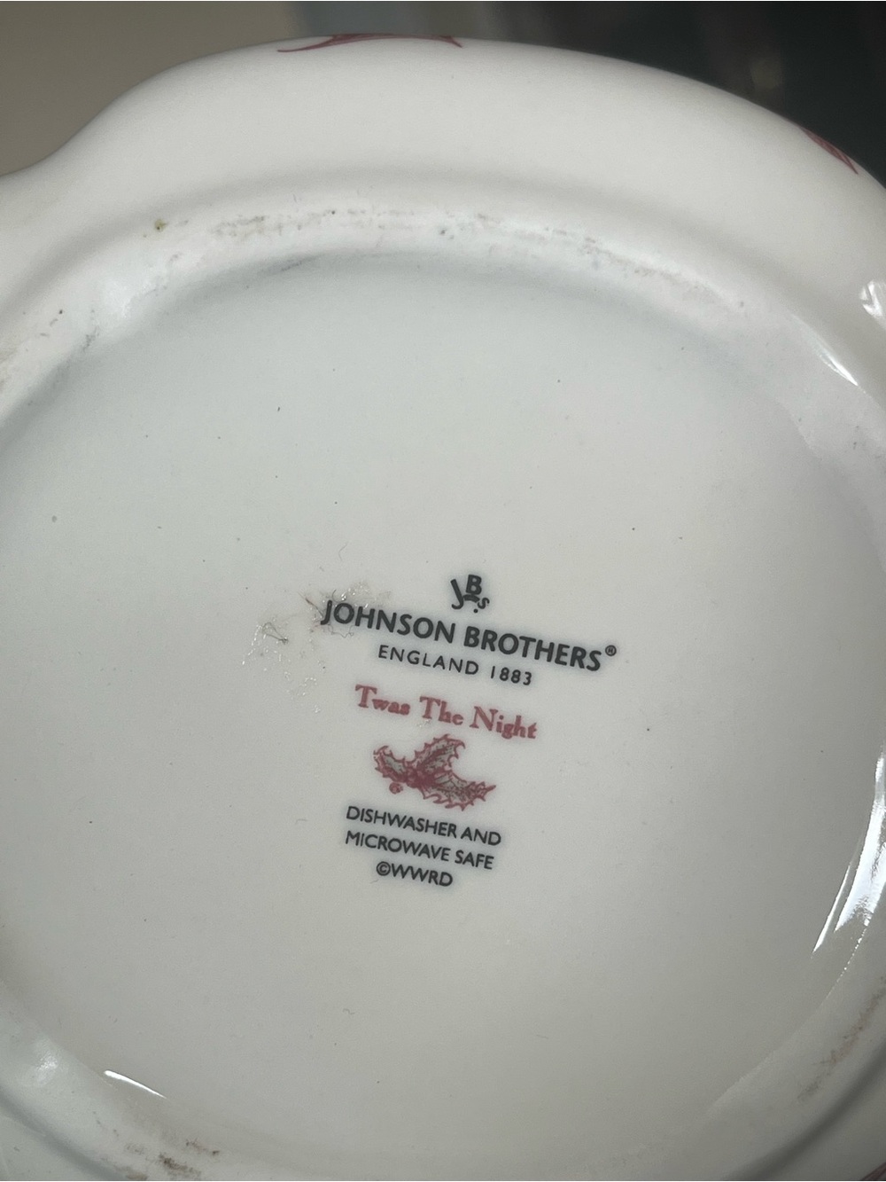 Johnson Brothers White and Red 'Twas The Night' Holiday Pitcher - Picture 4 of 4